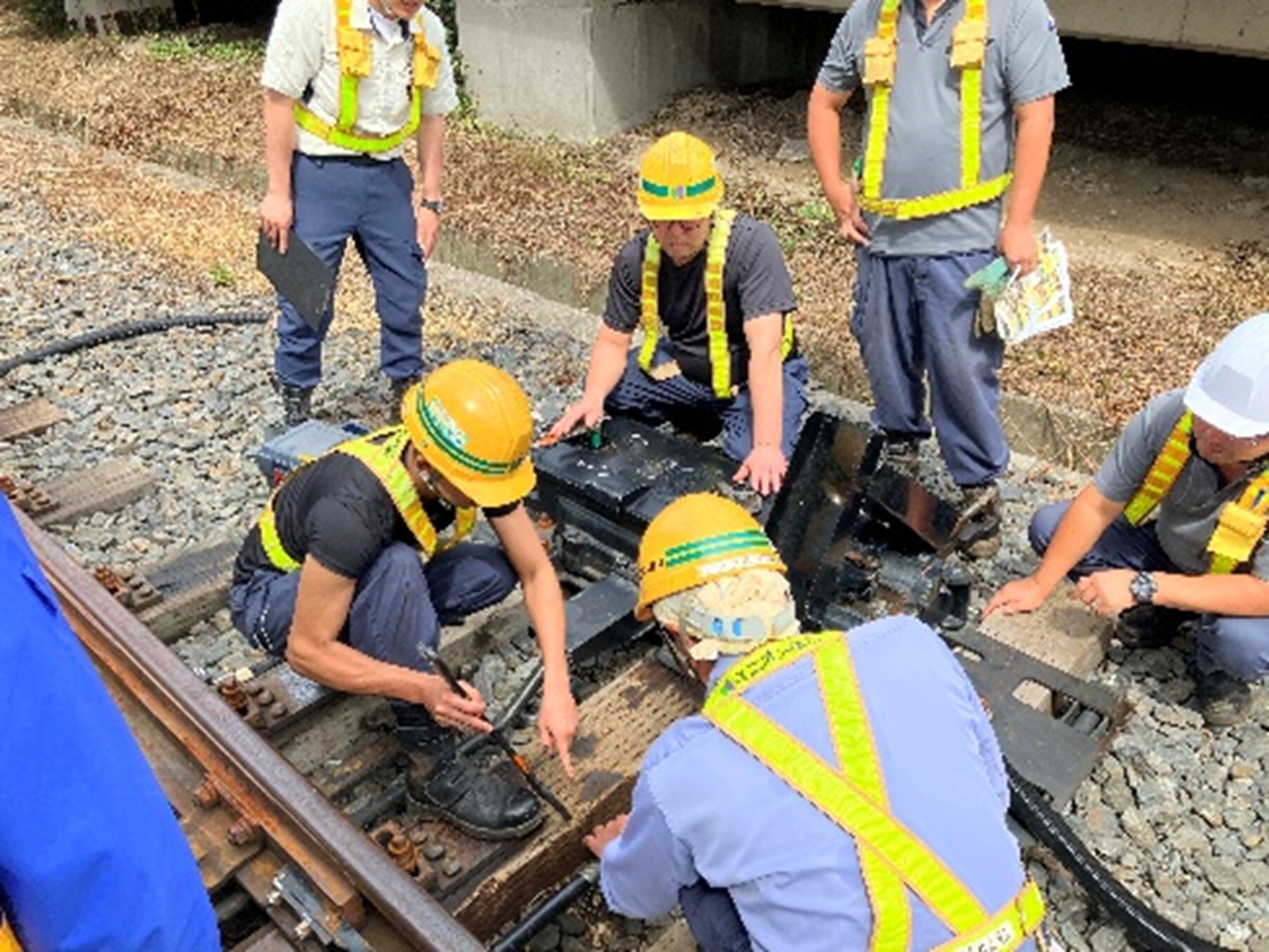 分岐器調整訓練の様子
